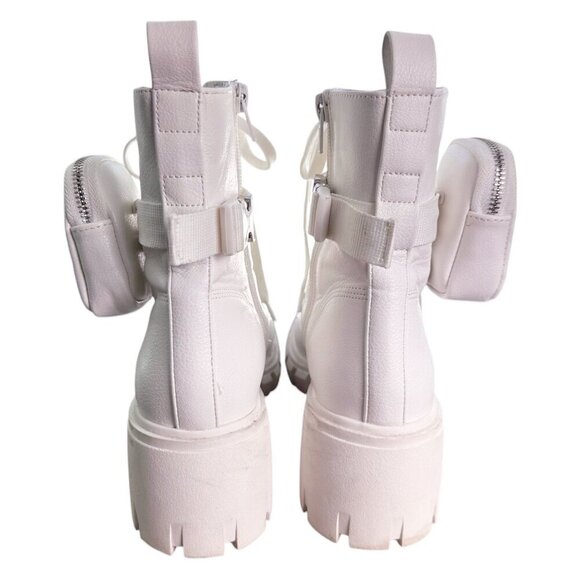 Steve Madden Hyped Chunky Sole Boots in White Micro Ankle Pack Size 6.5 - Picture 6 of 9